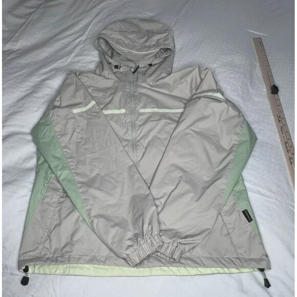 Columbia Womens Rain Coat W/Adjustable Hood Size XL Short Beige/Green - Picture 5 of 14
